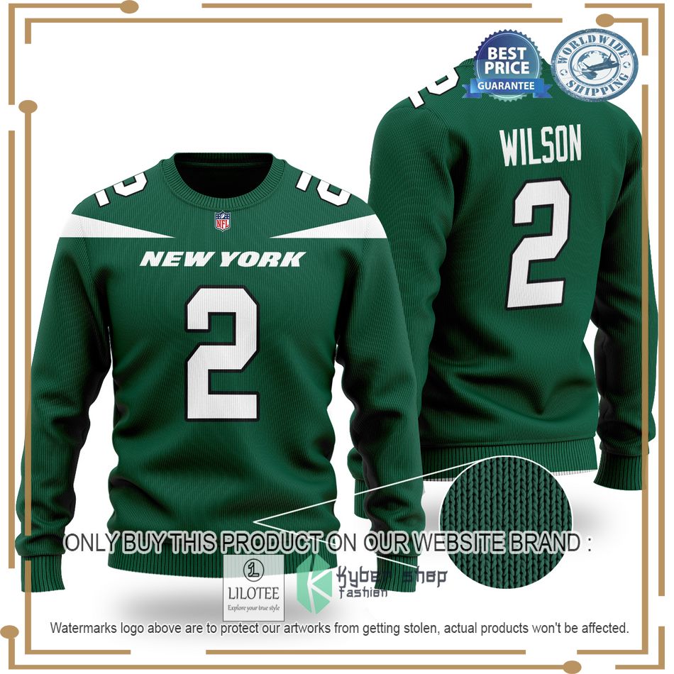 zach wilson 2 new york jets nfl green wool sweater 1 49521