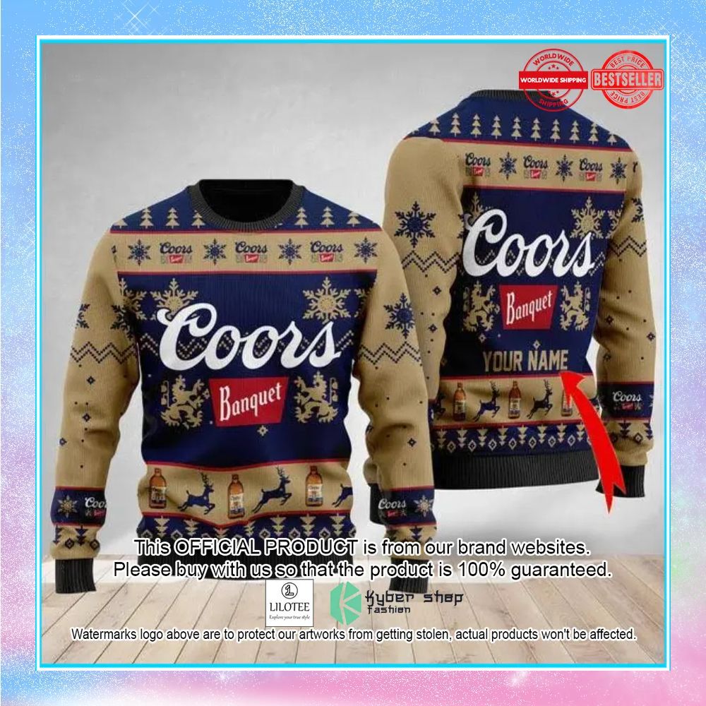 personalized coors banquet ugly christmas sweater 1 284