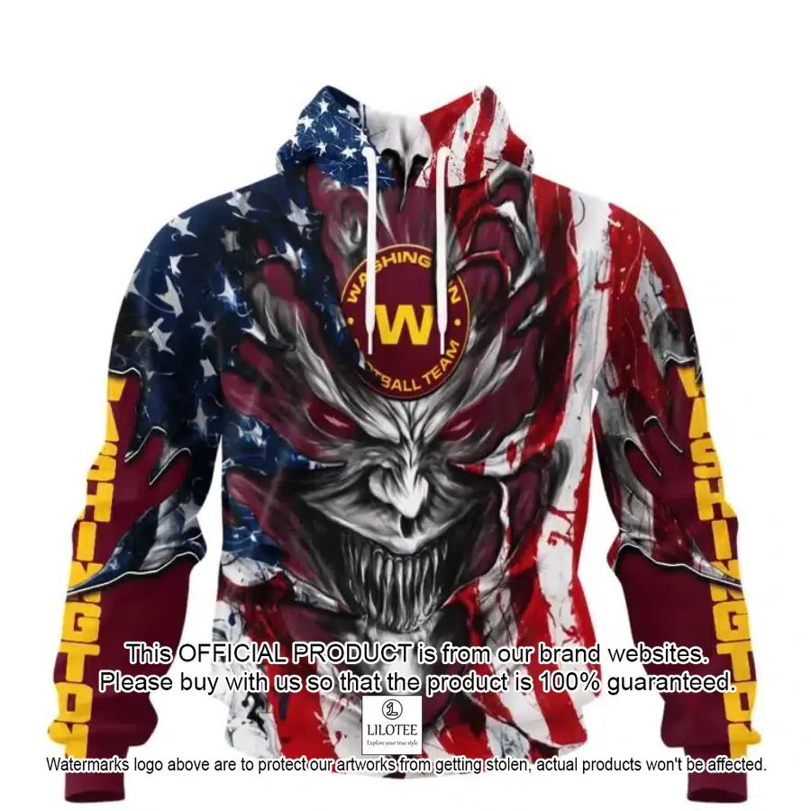 personalized washington commanders demon face american flag shirt hoodie 1 668