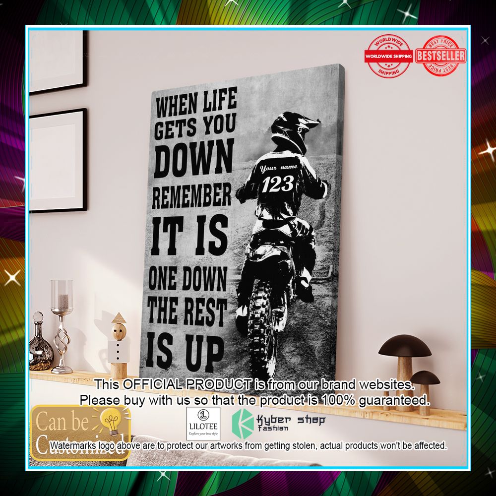 Personalized When Life Gets You Down Remember Its Only One Down And The Rest Is Up Motorbike Canvas 1