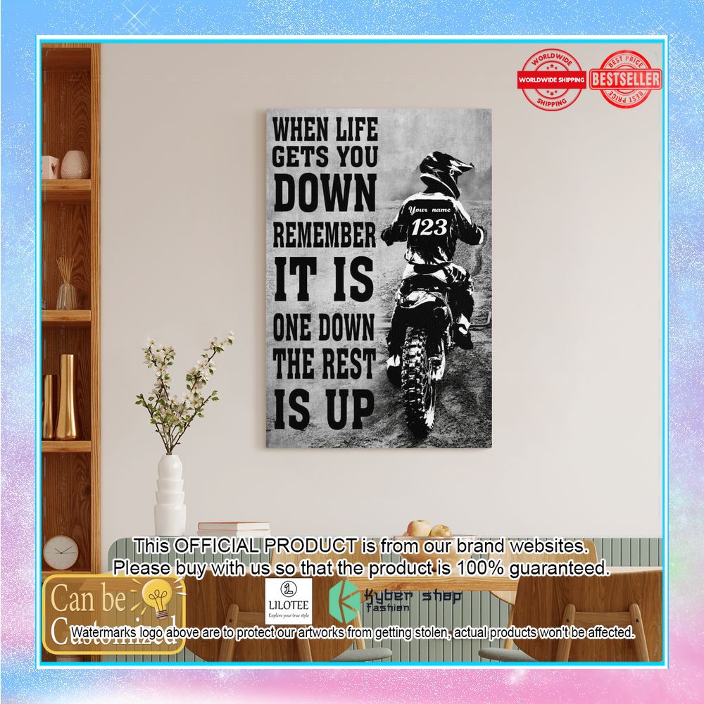Personalized When Life Gets You Down Remember Its Only One Down And The Rest Is Up Motorbike Canvas