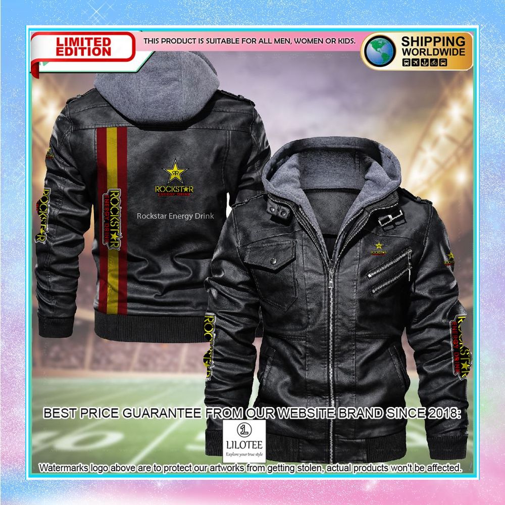 rockstar energy drink leather jacket fleece jacket 1 937