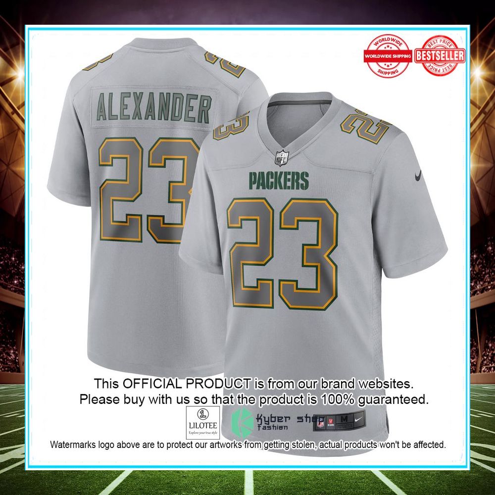 jaire alexander green bay packers nike atmosphere fashion game gray football jersey 1 464