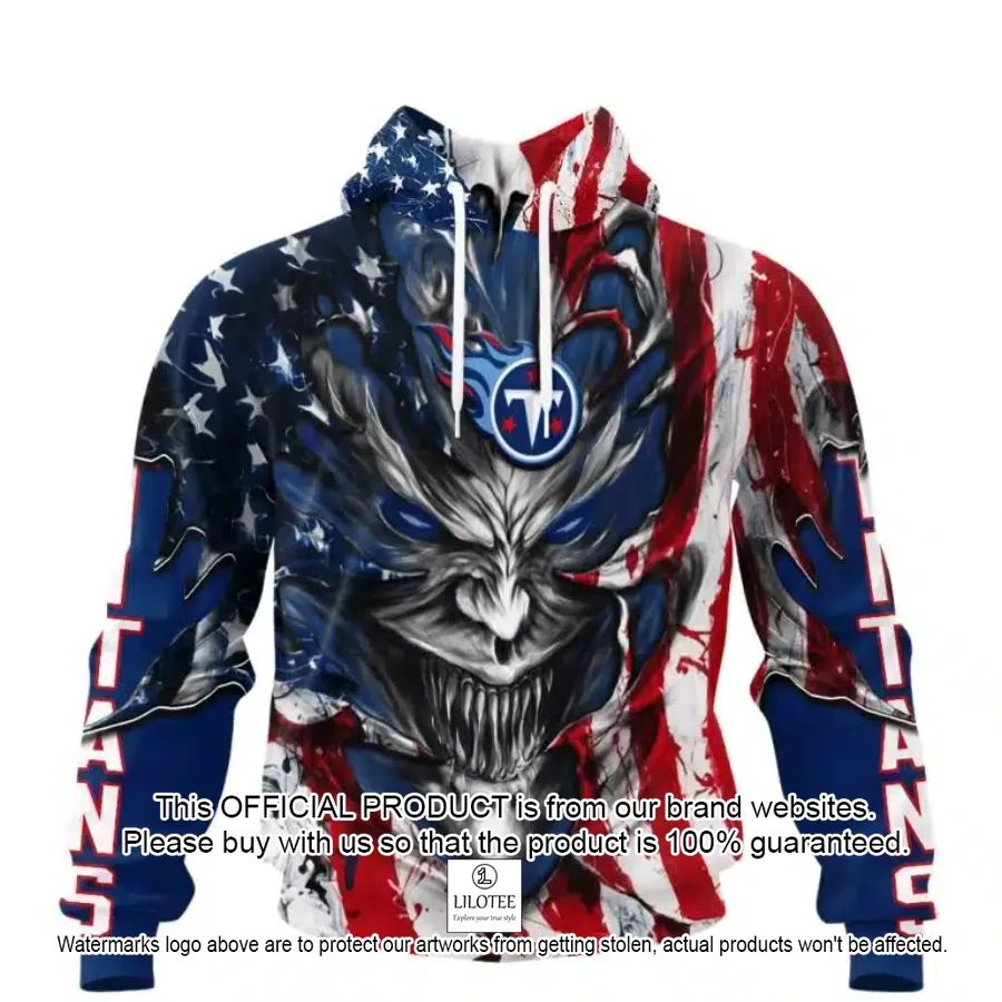 personalized tennessee titans demon face american flag shirt hoodie 1 591