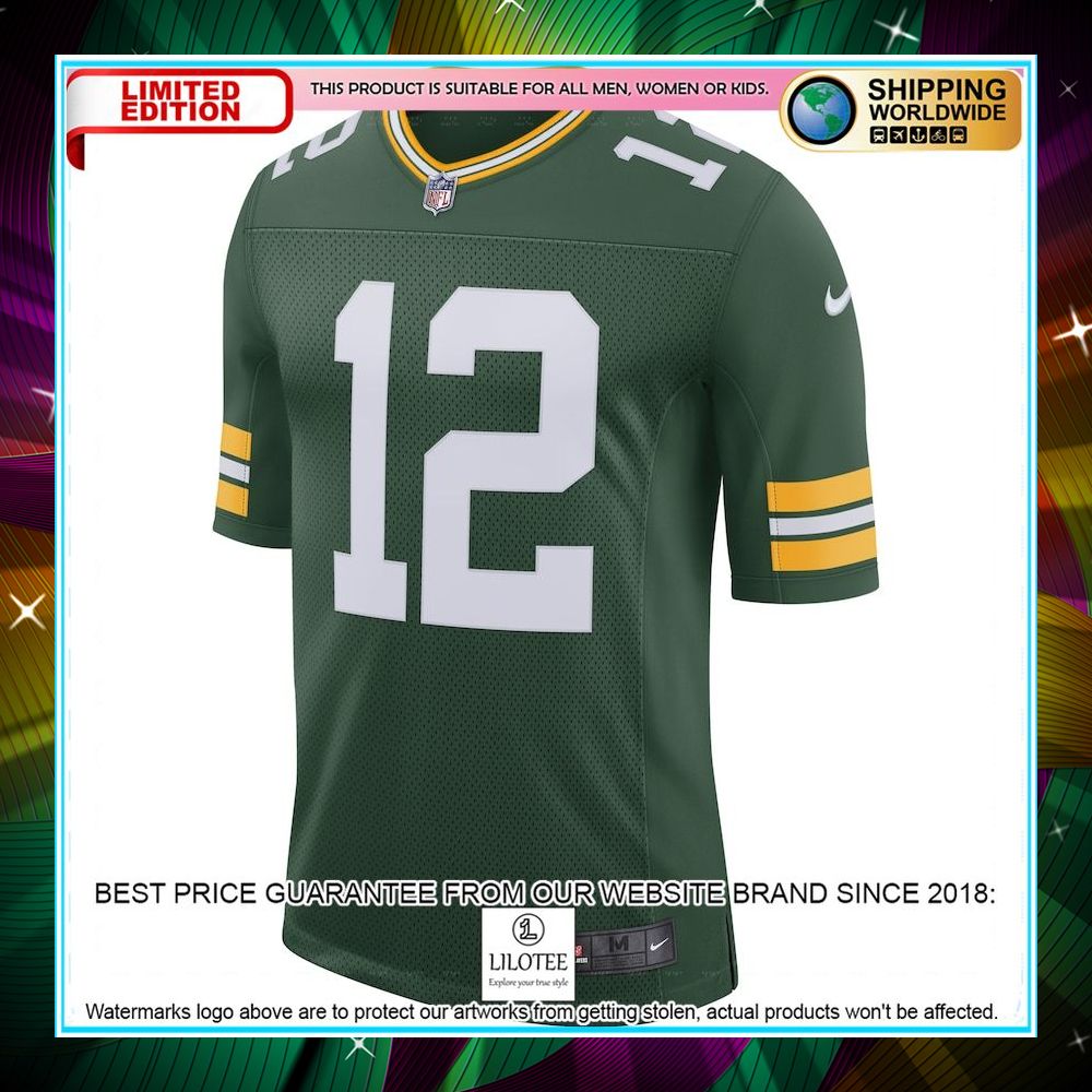 aaron rodgers green bay packers classic player green football jersey 2 836