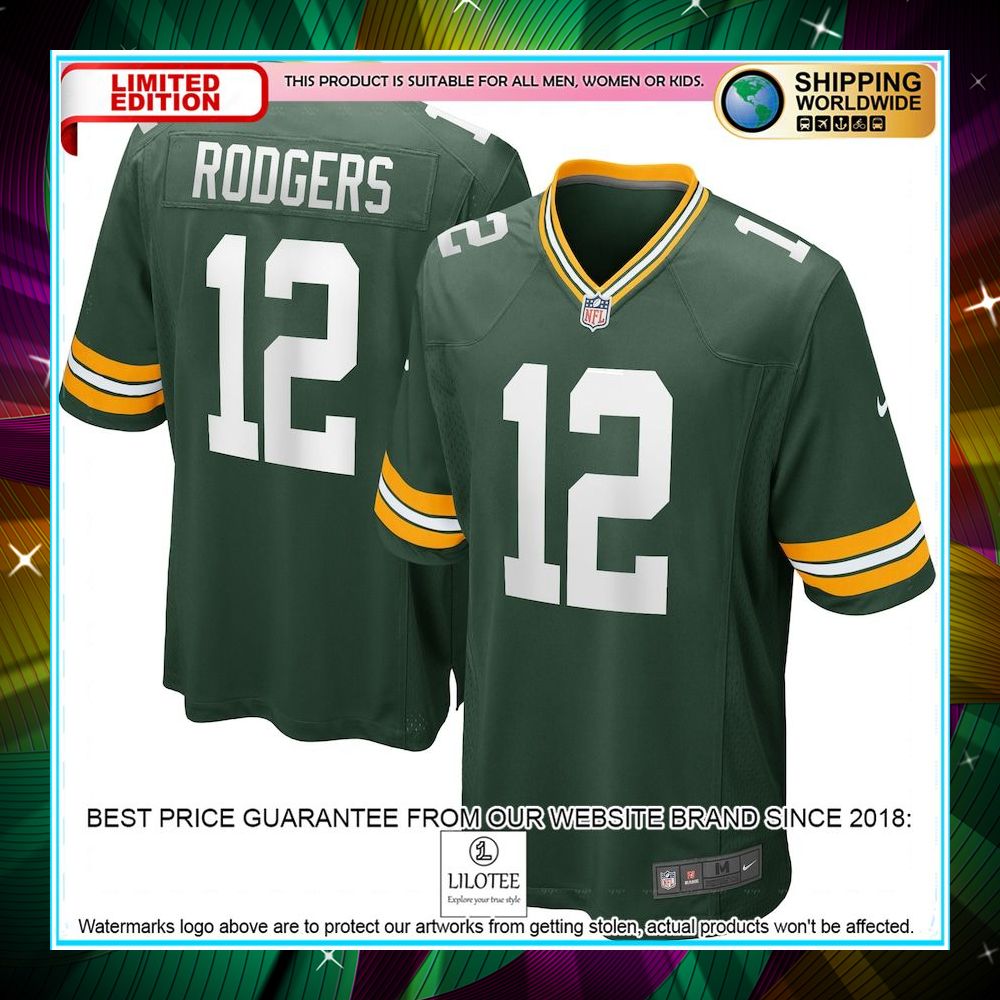 aaron rodgers green bay packers player green football jersey 1 906