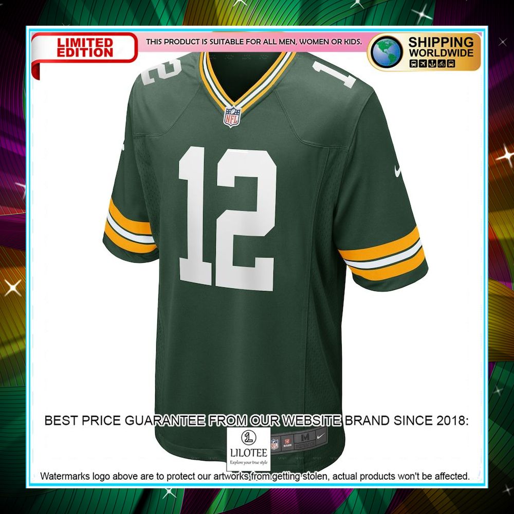 aaron rodgers green bay packers player green football jersey 2 481