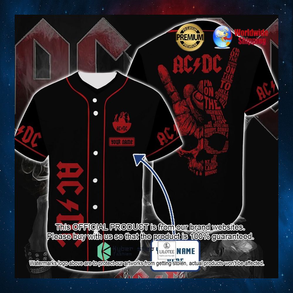 acdc band im on the highway to hell skull custom baseball jersey 1 412