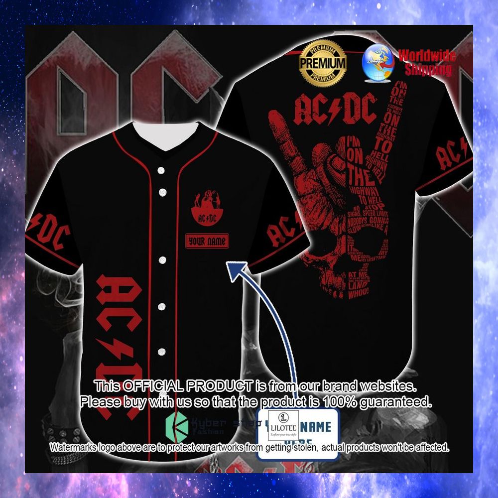 acdc band im on the highway to hell skull custom baseball jersey 1 945