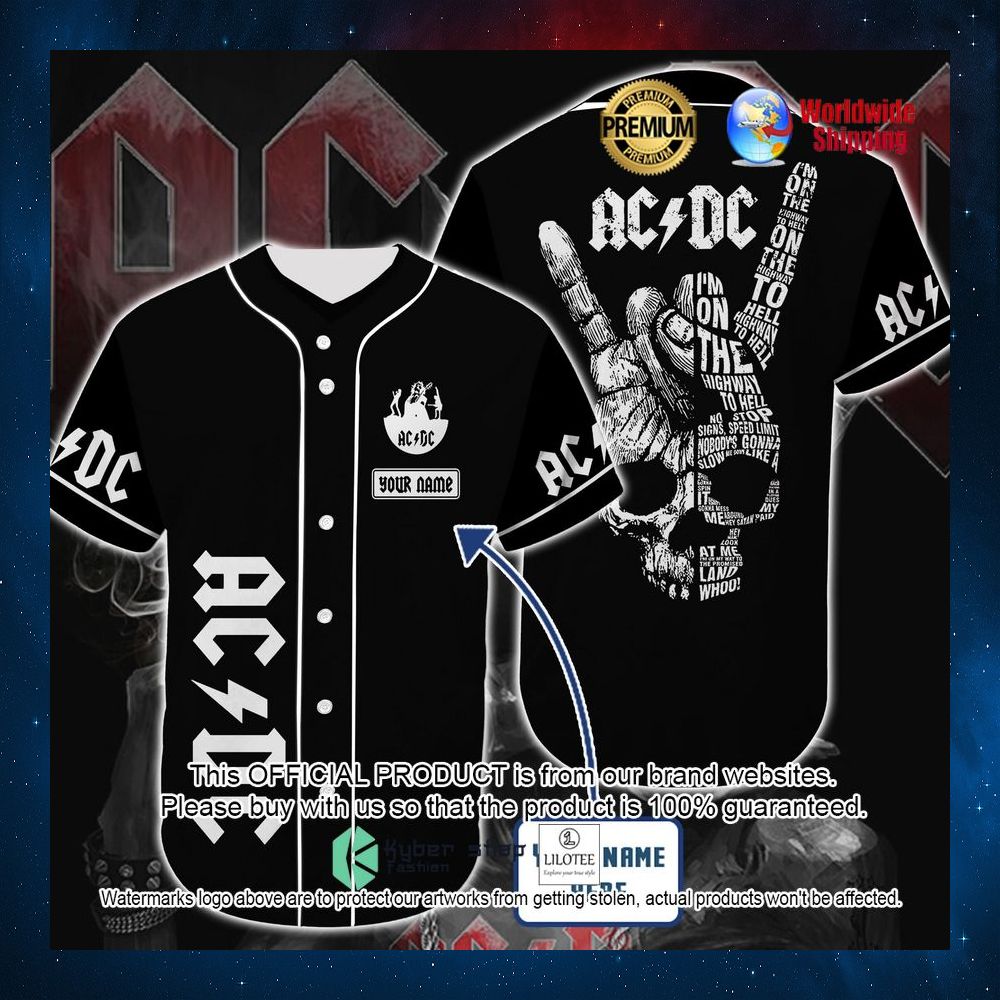 acdc im on the highway to hell skull custom baseball jersey 1 83