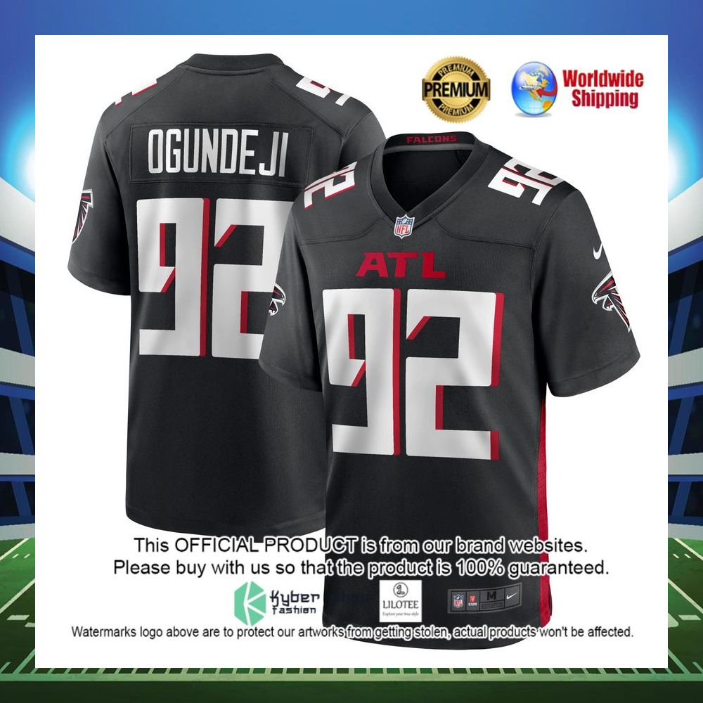 adetokunbo ogundeji atlanta falcons nike game black football jersey 1 139