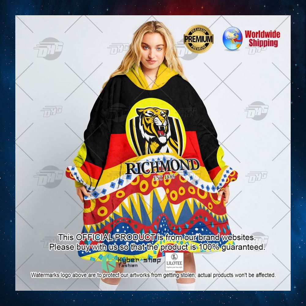 afl richmond tigers aboriginal flag x indigenous hoodie blanket 3 529