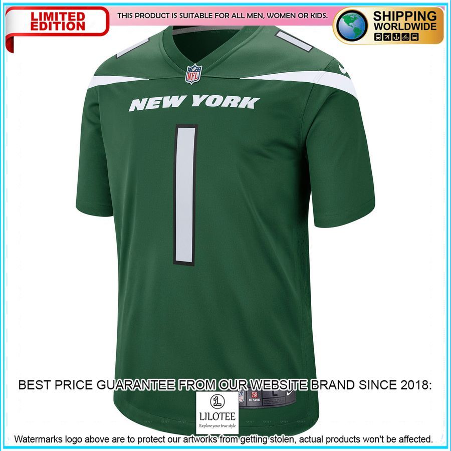 ahmad sauce gardner new york jets 2022 nfl draft first round pick gotham green football jersey 2 12