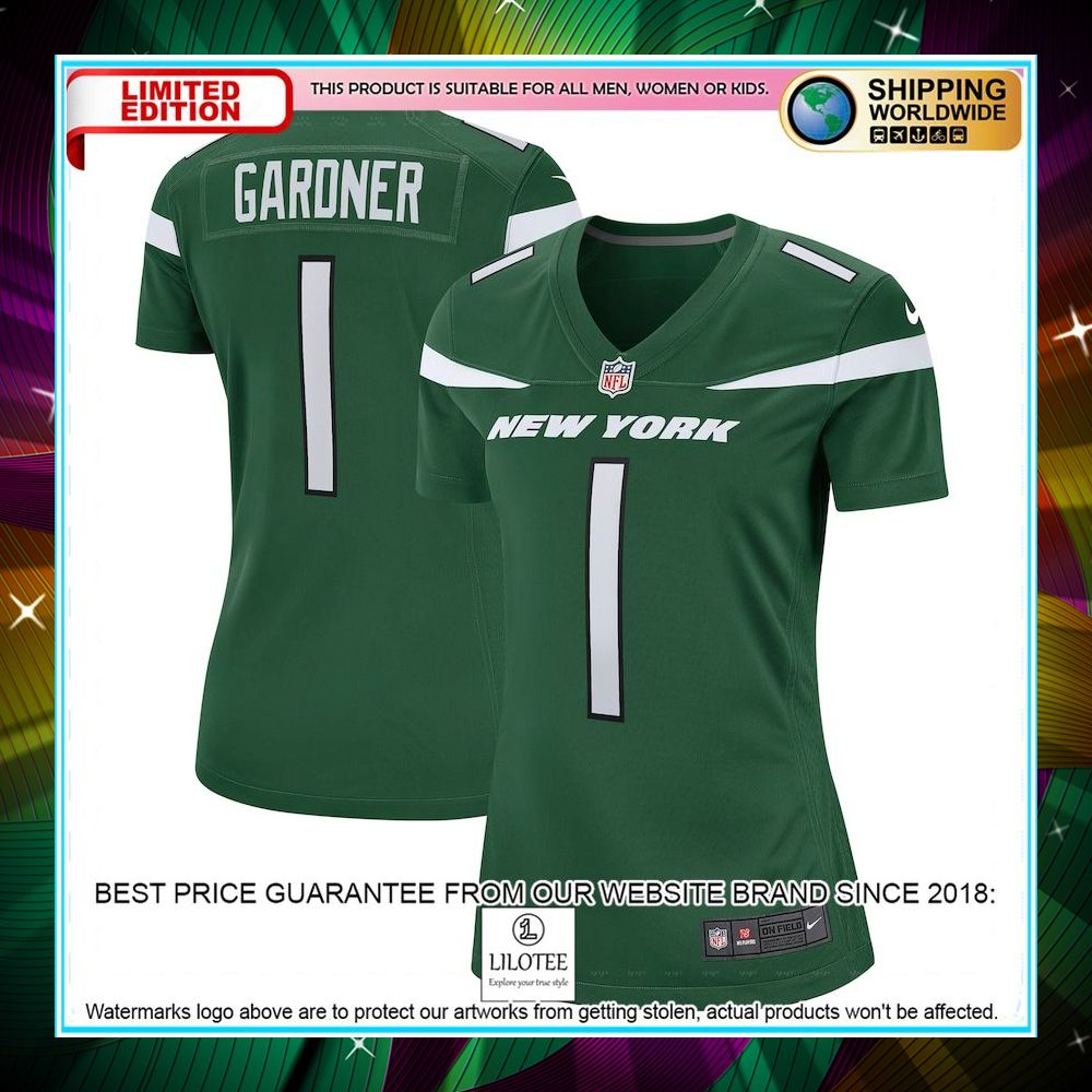 ahmad sauce gardner new york jets womens 2022 nfl draft first round pick gotham green football jersey 1 84