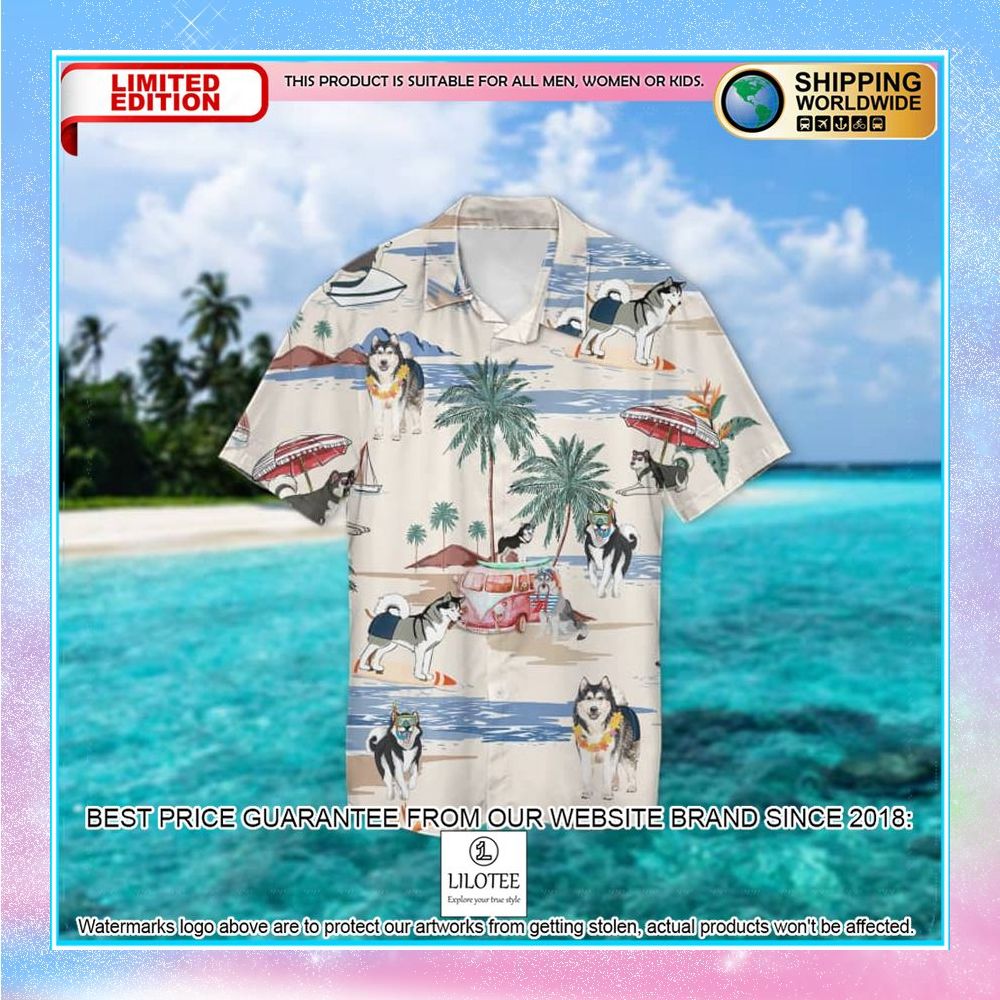 alaskan malamute summer beach hawaiian shirt 2 105