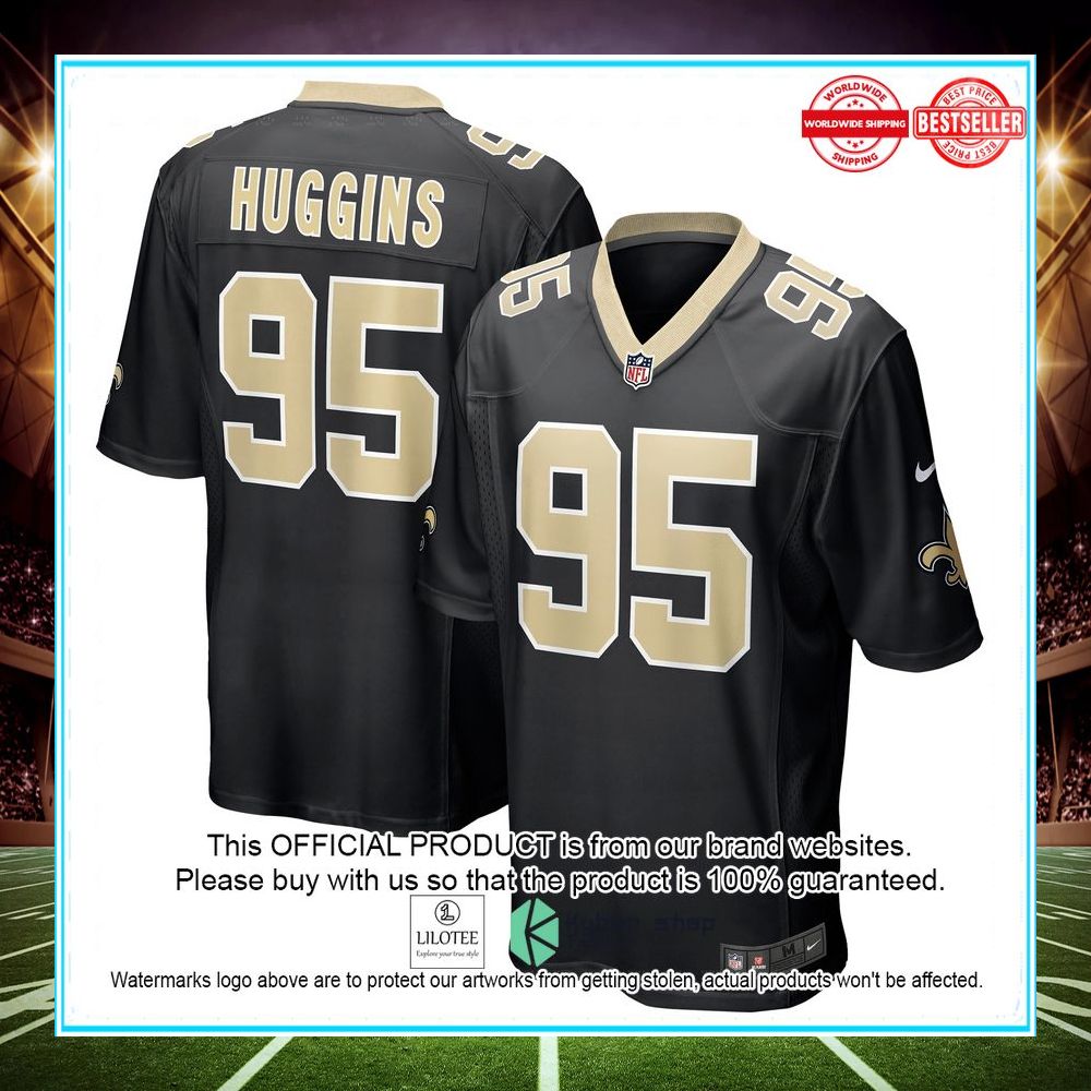 albert huggins new orleans saints nike player game black football jersey 1 65