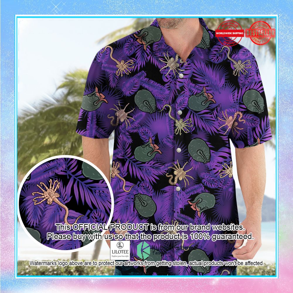 alien facehugger ovomorph hawaiian shirt 1 518
