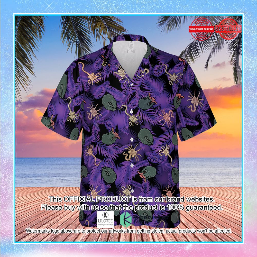 alien facehugger ovomorph hawaiian shirt 2 630