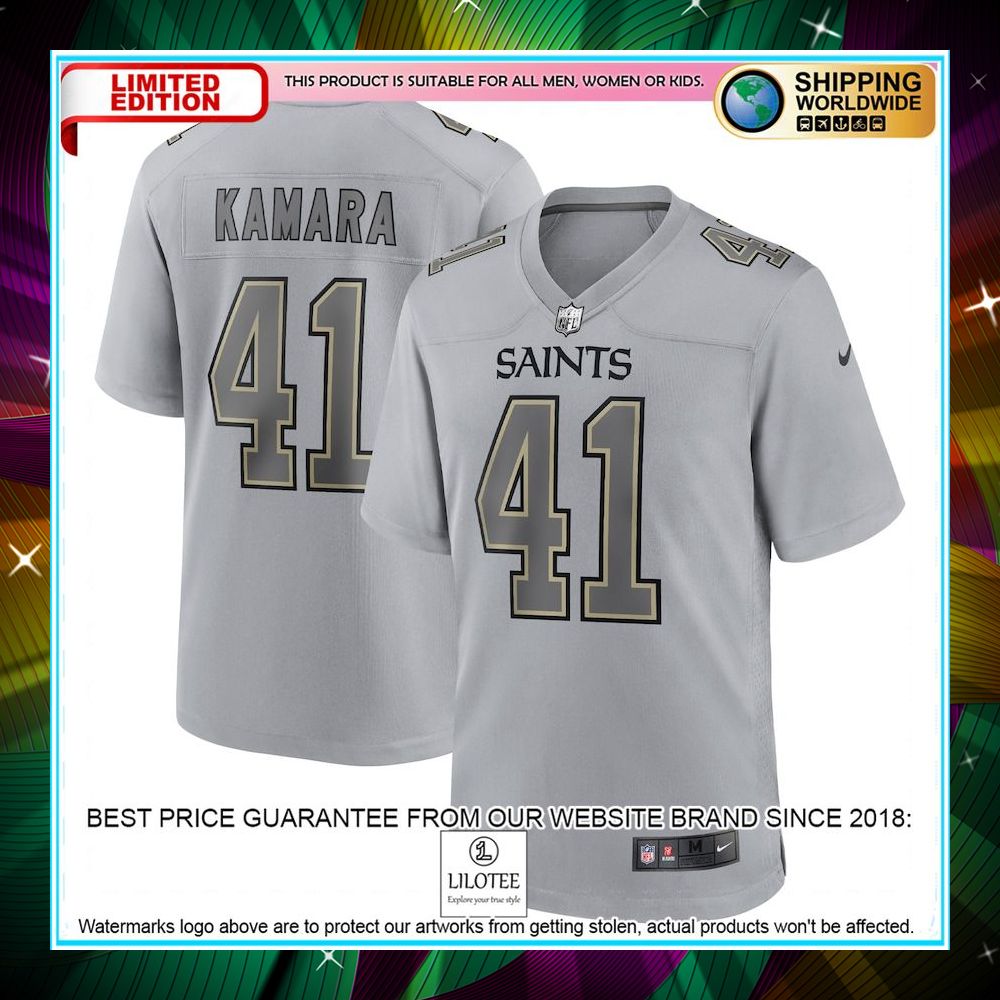 alvin kamara new orleans saints atmosphere fashion gray football jersey 1 985