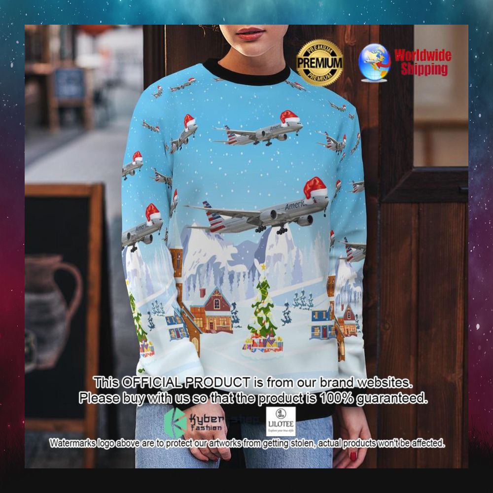 American Airlines Boeing 777-300ER Santa Hat Ugly Sweater - LIMITED EDITION 3 american airlines boeing 777 300er santa hat ugly sweater 1 405