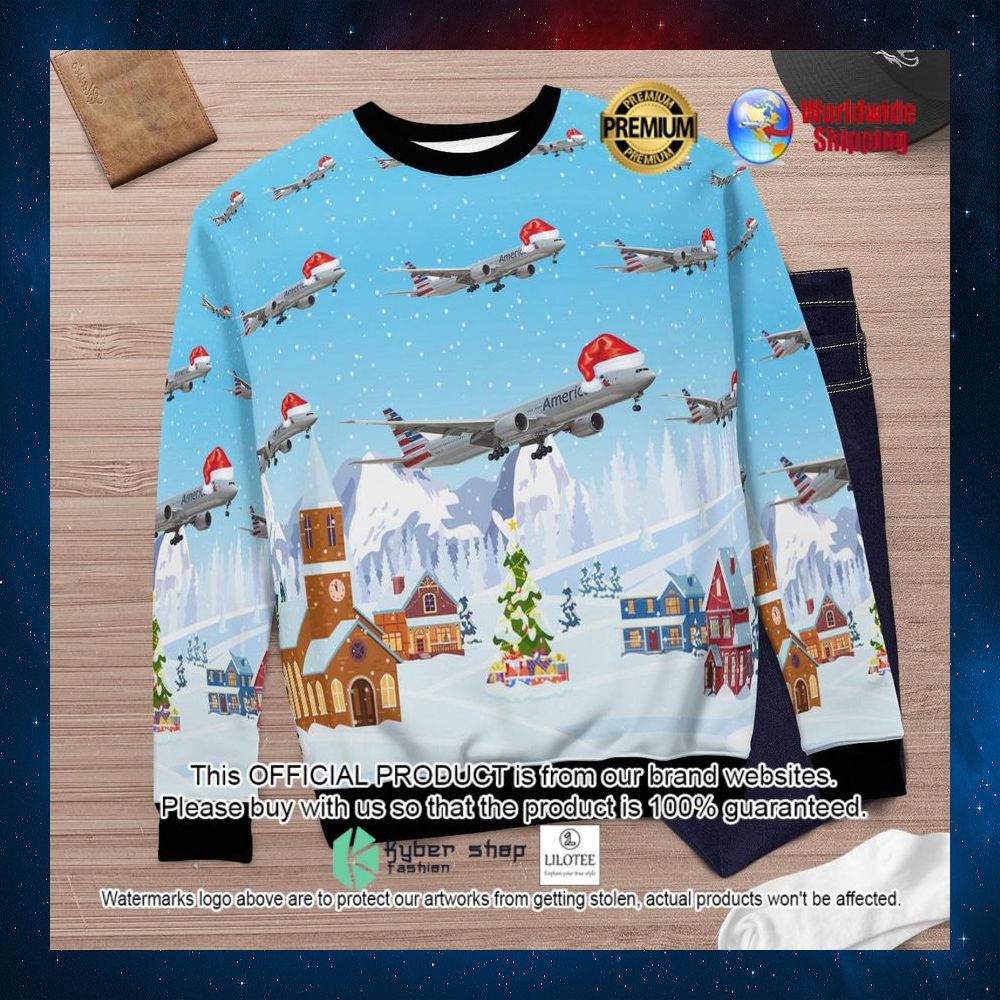 American Airlines Boeing 777-300ER Santa Hat Ugly Sweater - LIMITED EDITION 4 american airlines boeing 777 300er santa hat ugly sweater 1 434