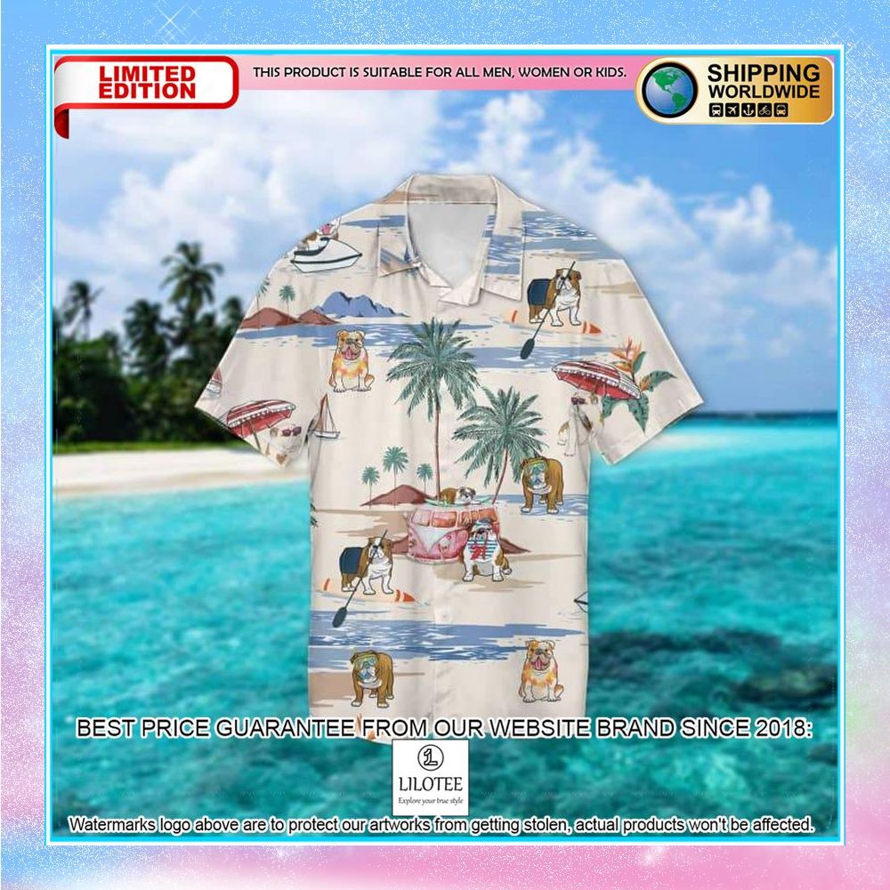 american bulldog summer beach hawaiian shirt 2 377