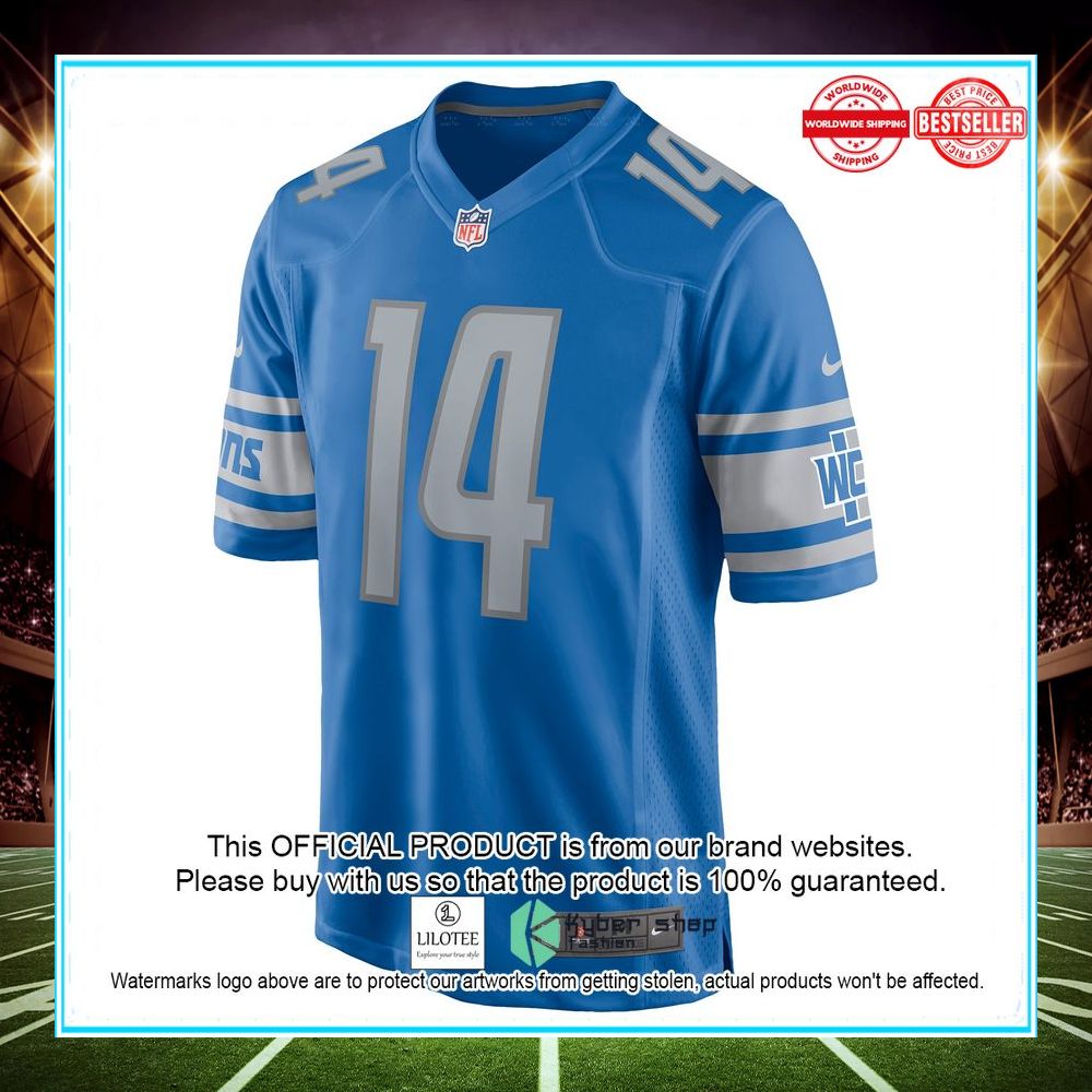 amon ra st brown detroit lions nike game player blue football jersey 2 905