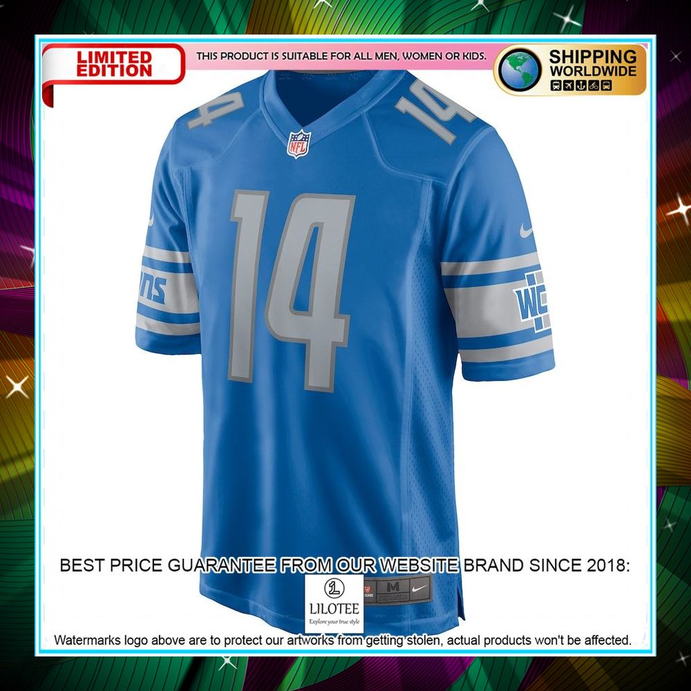 amon ra st brown detroit lions player blue football jersey 2 538