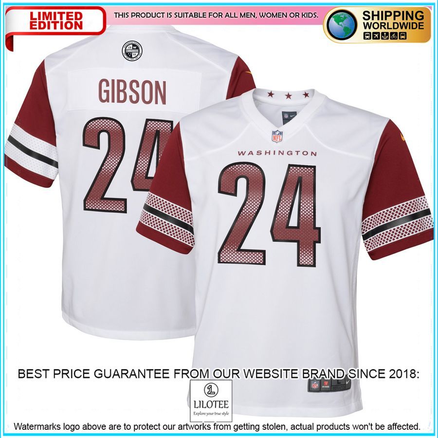 antonio gibson washington commanders youth white football jersey 1 703