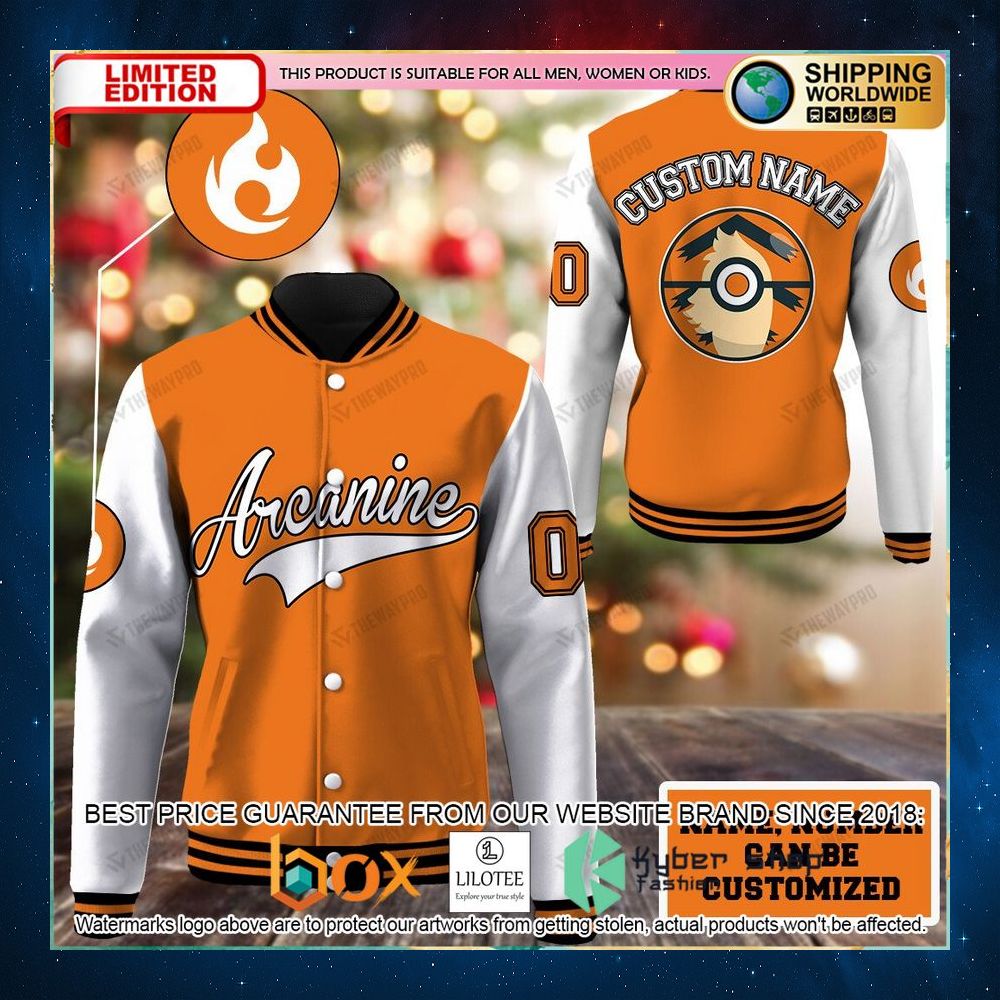 arcanine pokeball personalized baseball jacket 1 785
