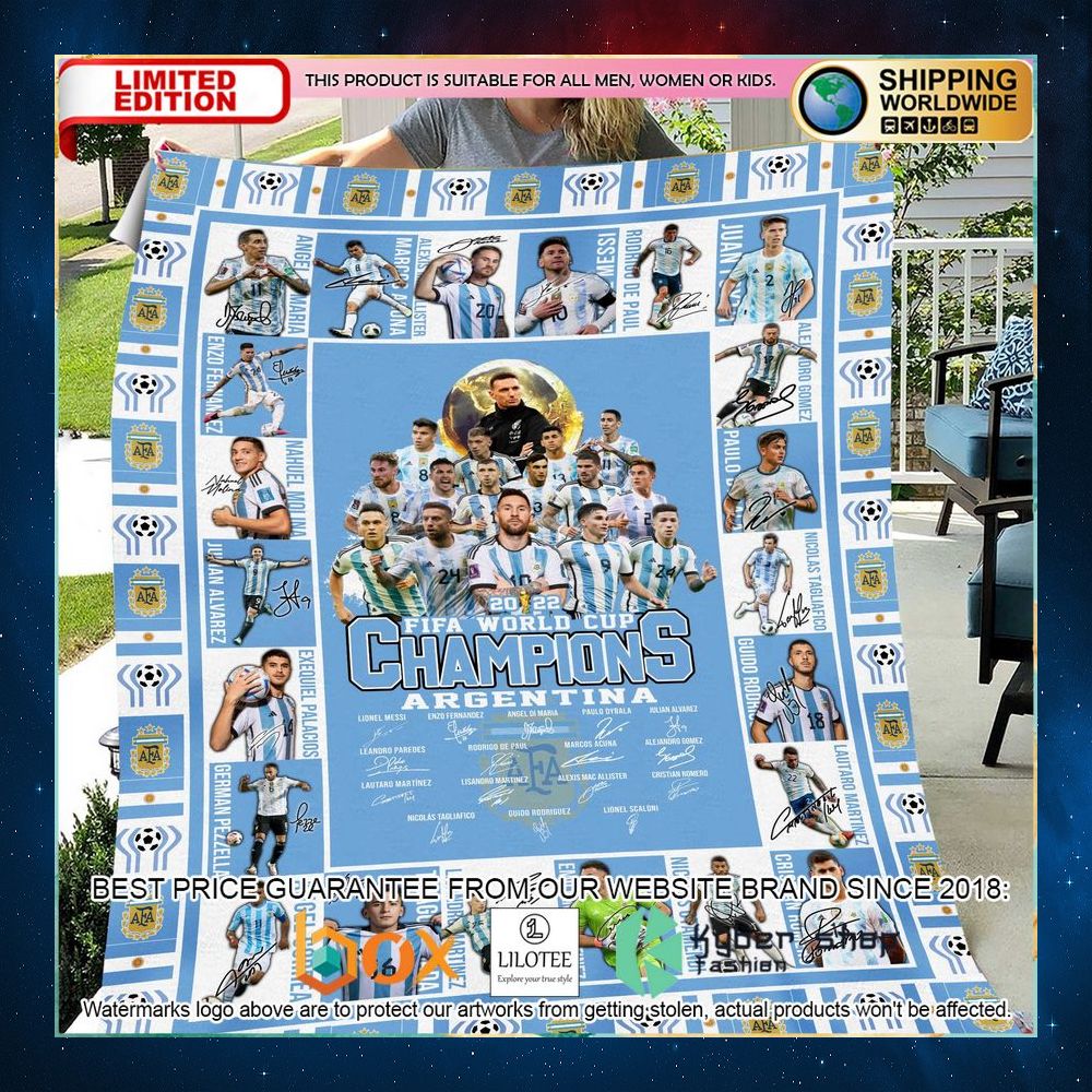 Argentina Champions World Cup 2022 Blanket - LIMITED EDITION 3 argentina champions world cup 2022 blanket 1 288