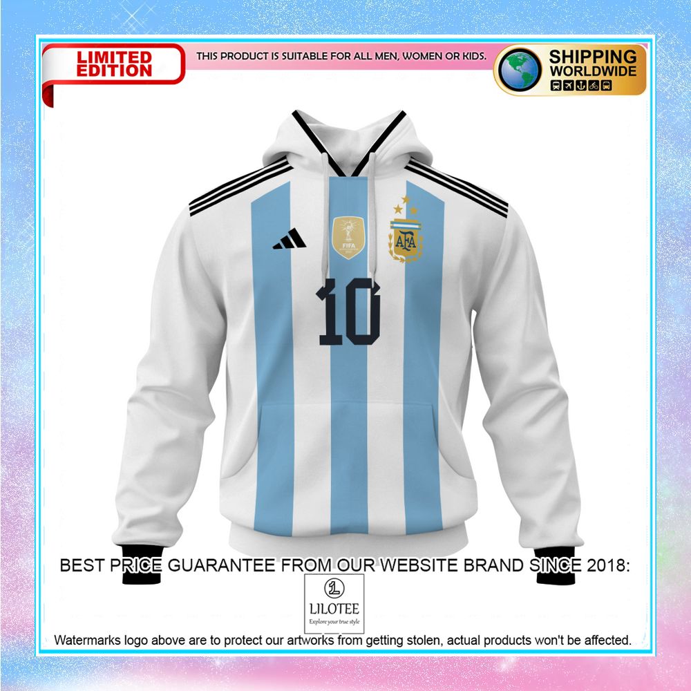 argentina messi 10 3 stars football team 3d hoodie shirt 2 266