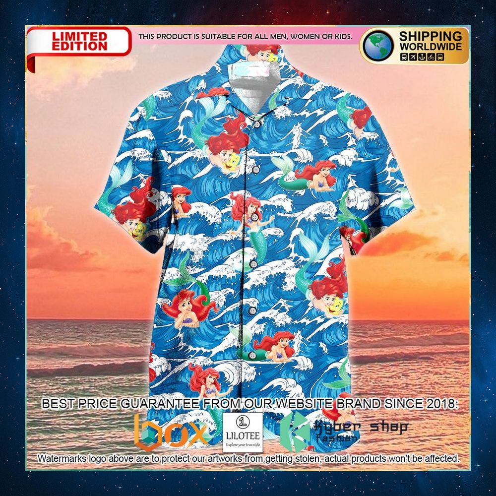 ariel flounder the little mermaid hawaiian shirt 1 514
