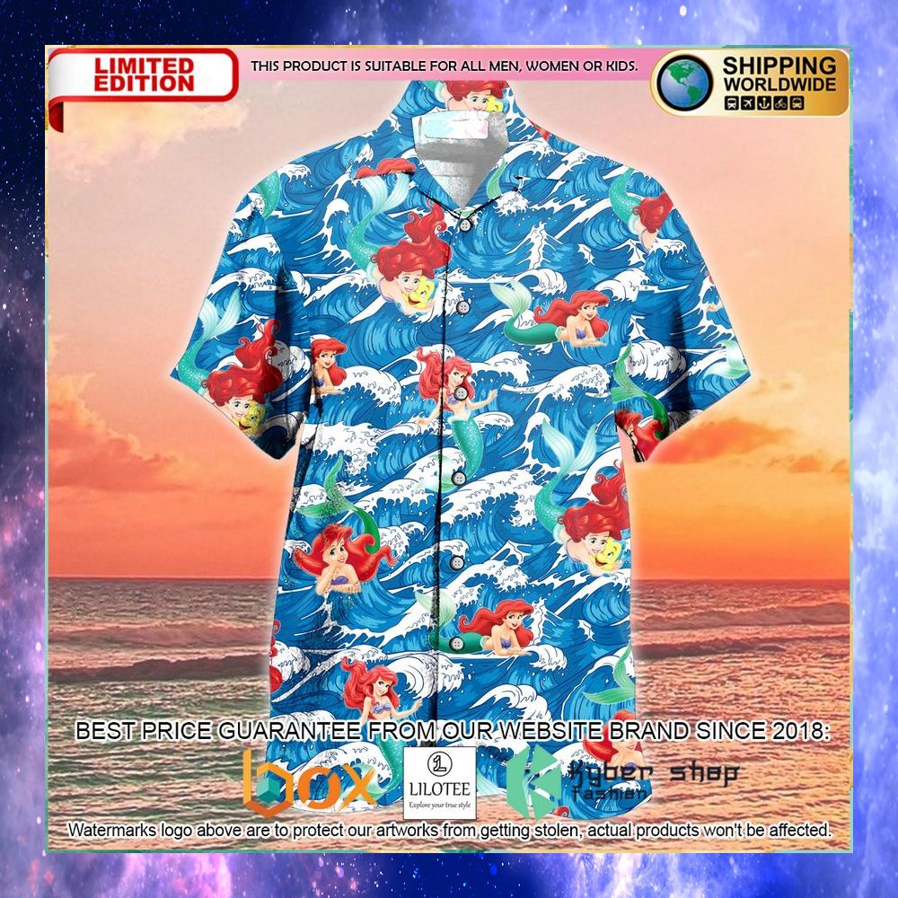 ariel flounder the little mermaid hawaiian shirt 1 689