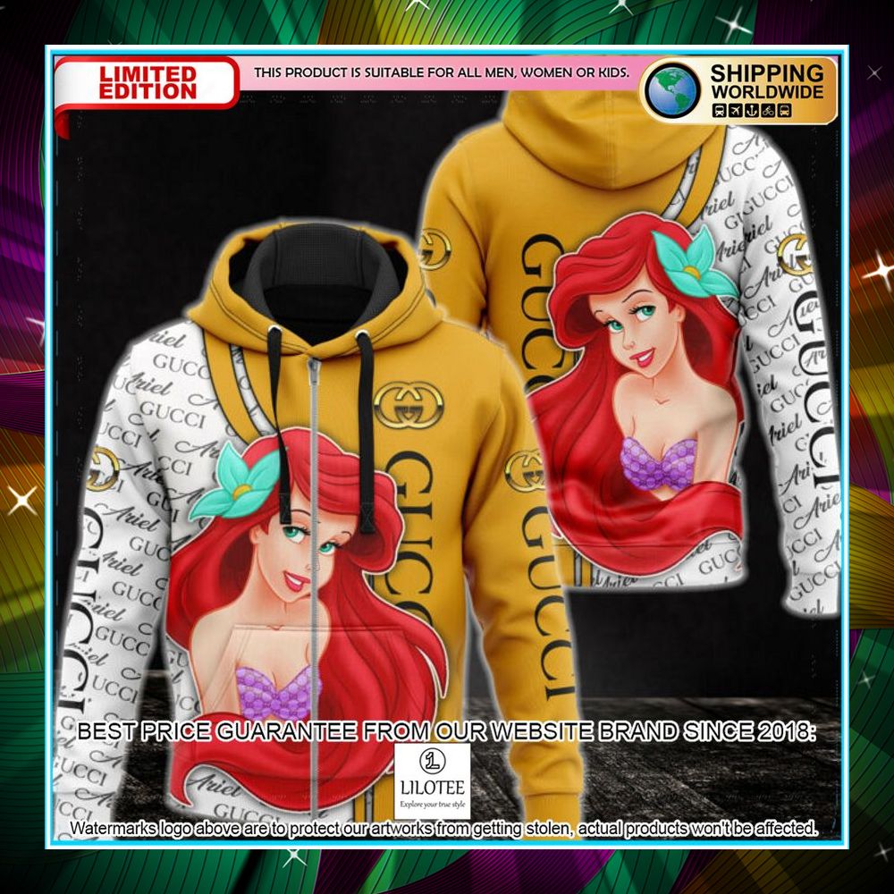 ariel the little mermaid gucci zip hoodie 1 308