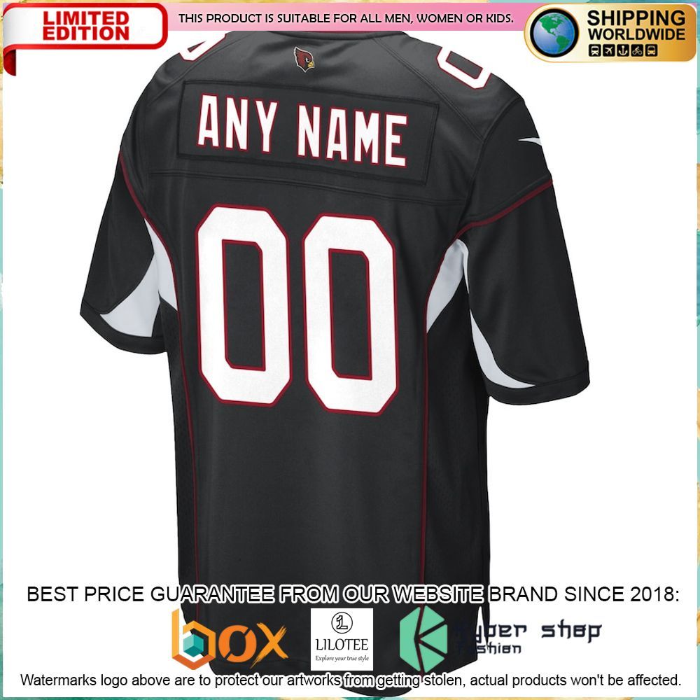 arizona cardinals nike alternate custom black football jersey 3 92