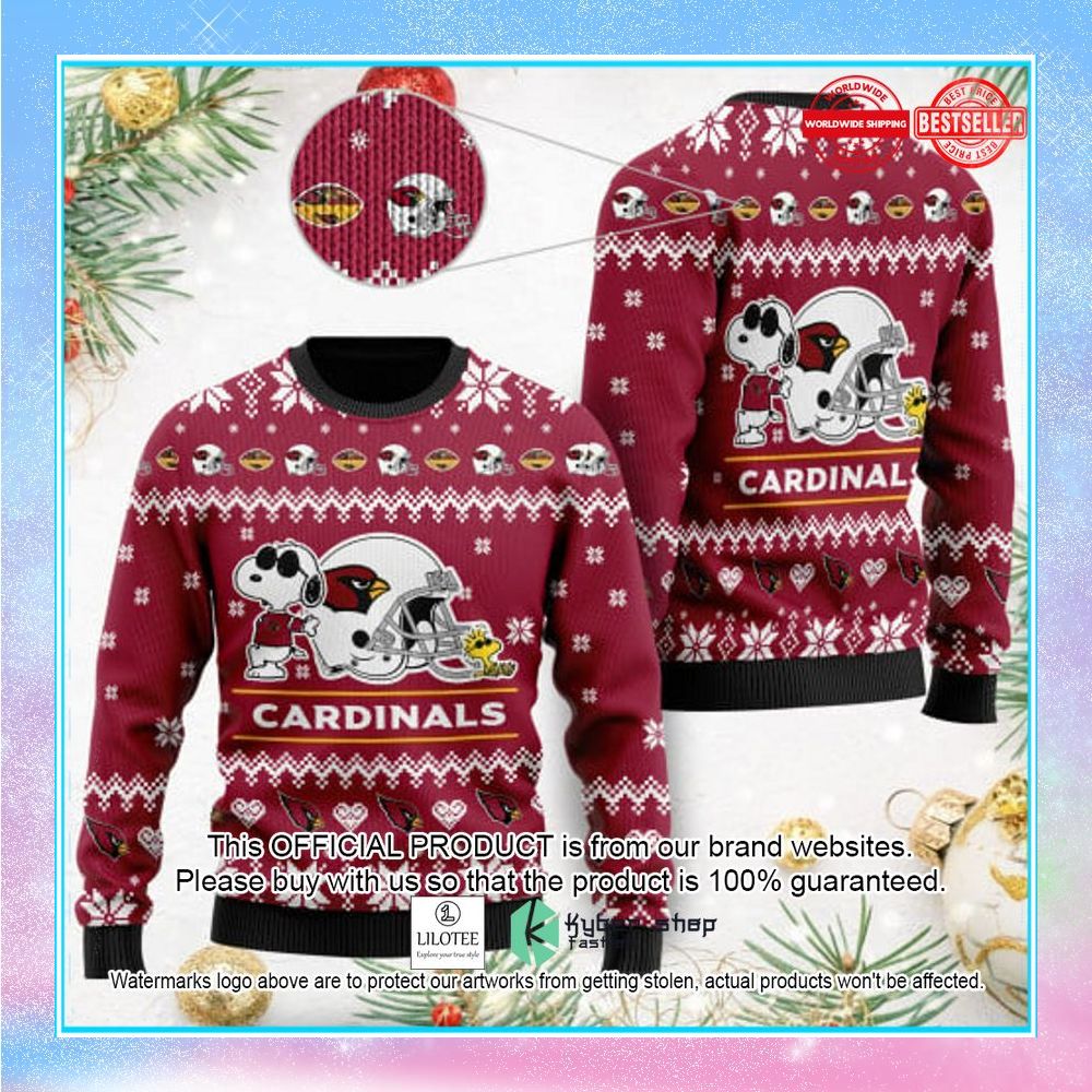 arizona cardinals the snoopy show football helmet christmas sweater 1 511