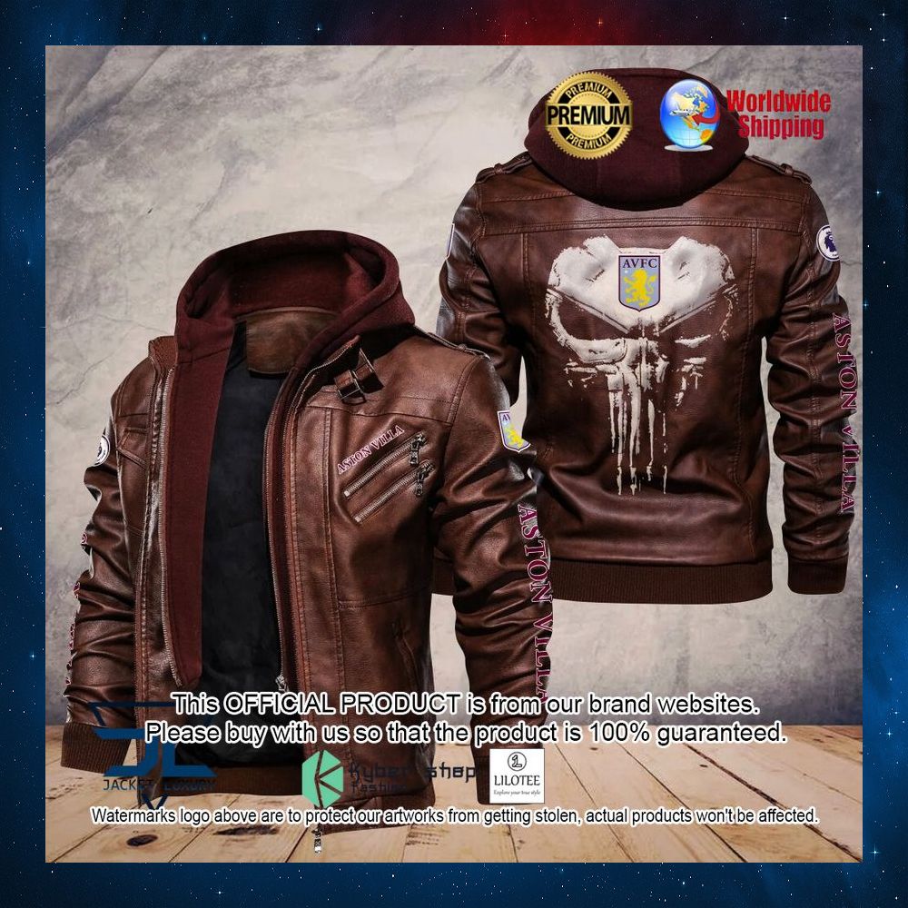 aston villa f c punisher skull leather jacket 2 569