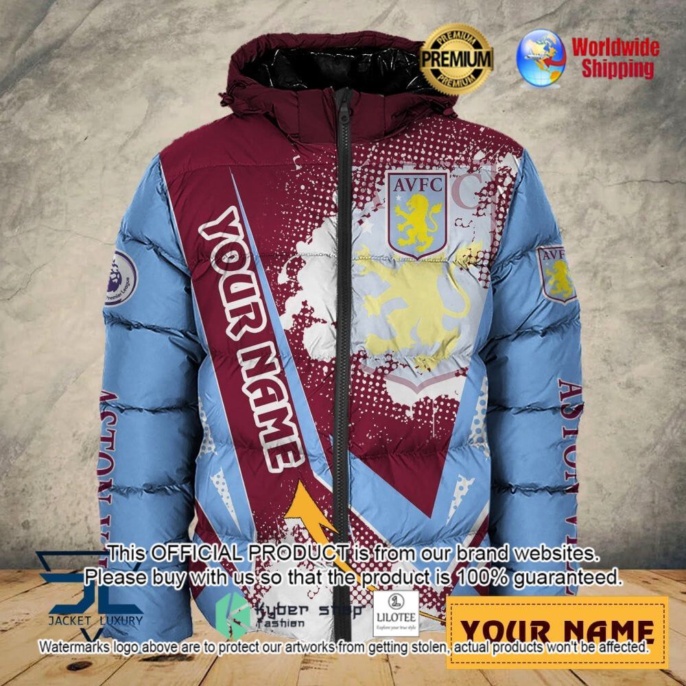 aston villa fc custom name 3d puffer down jacket bomber jacket 1 852