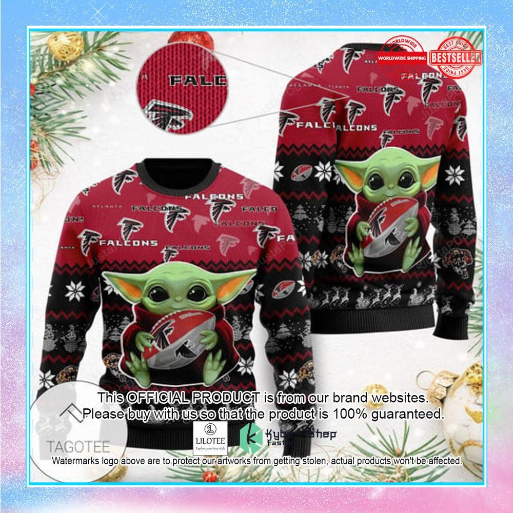 atlanta falcons baby yoda holiday xmas party christmas sweater 1 291