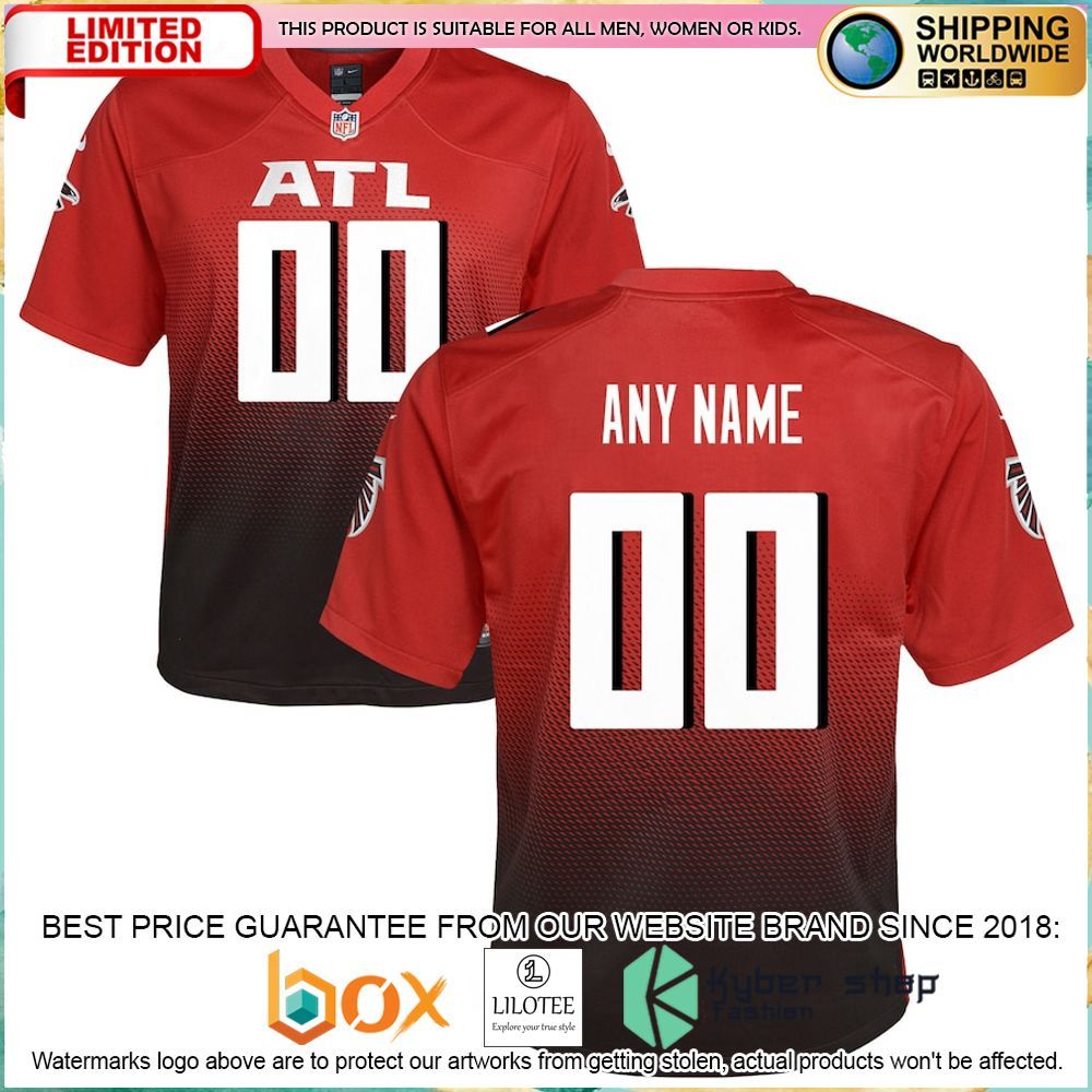 atlanta falcons nike youth alternate custom red football jersey 1 463