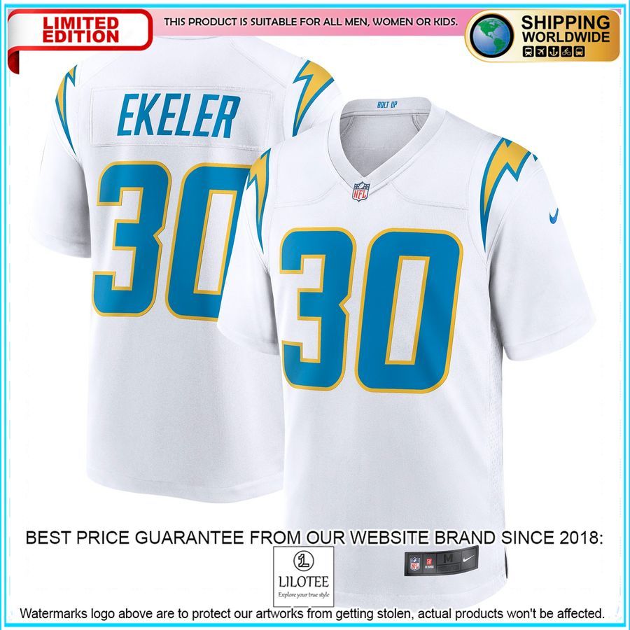 austin ekeler los angeles chargers white football jersey 1 749