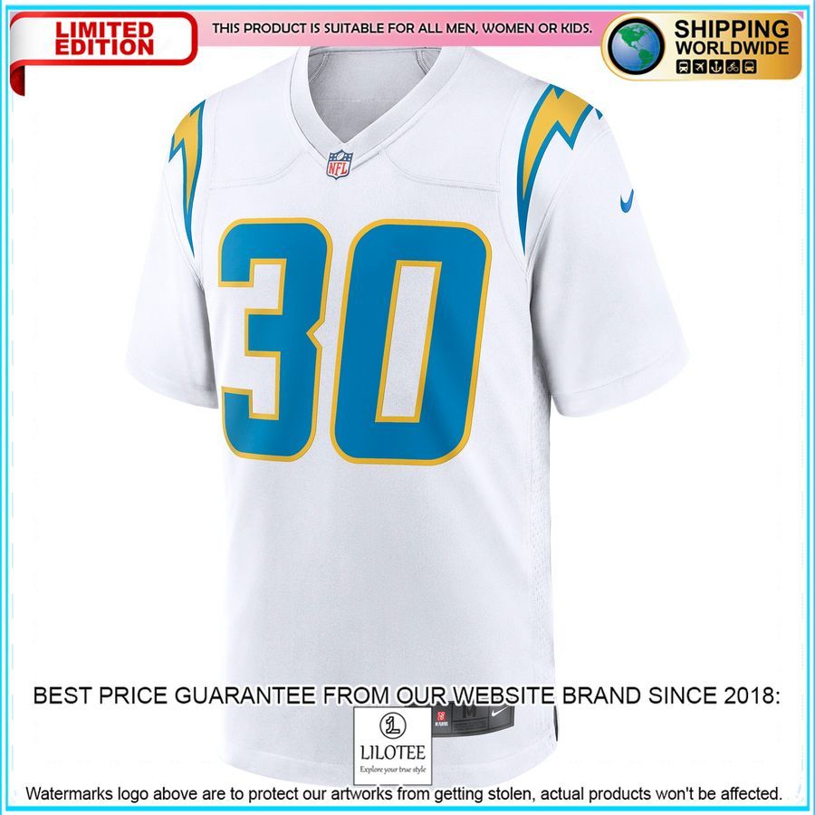 austin ekeler los angeles chargers white football jersey 2 577