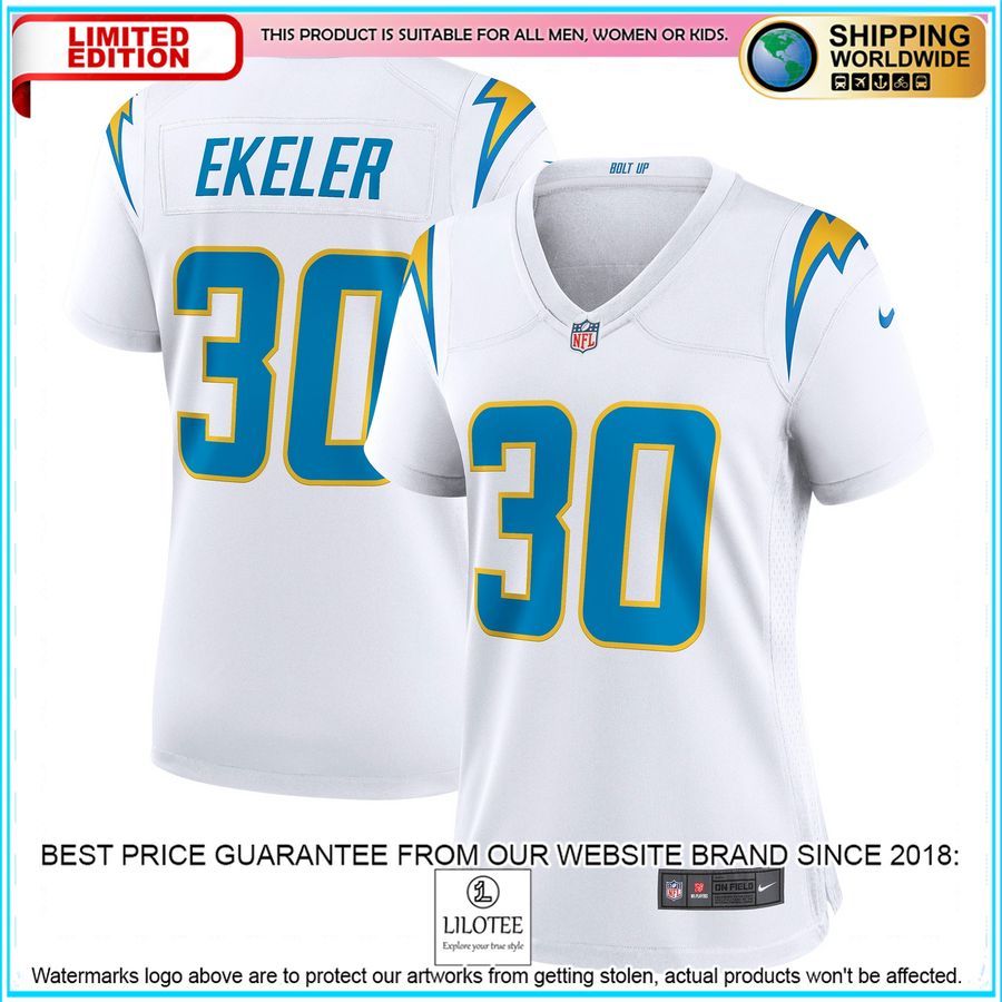 austin ekeler los angeles chargers womens white football jersey 1 193