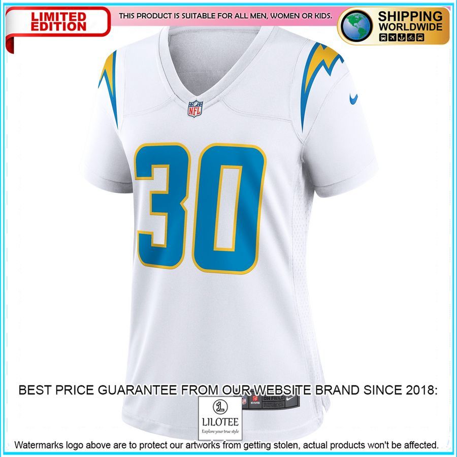 austin ekeler los angeles chargers womens white football jersey 2 544