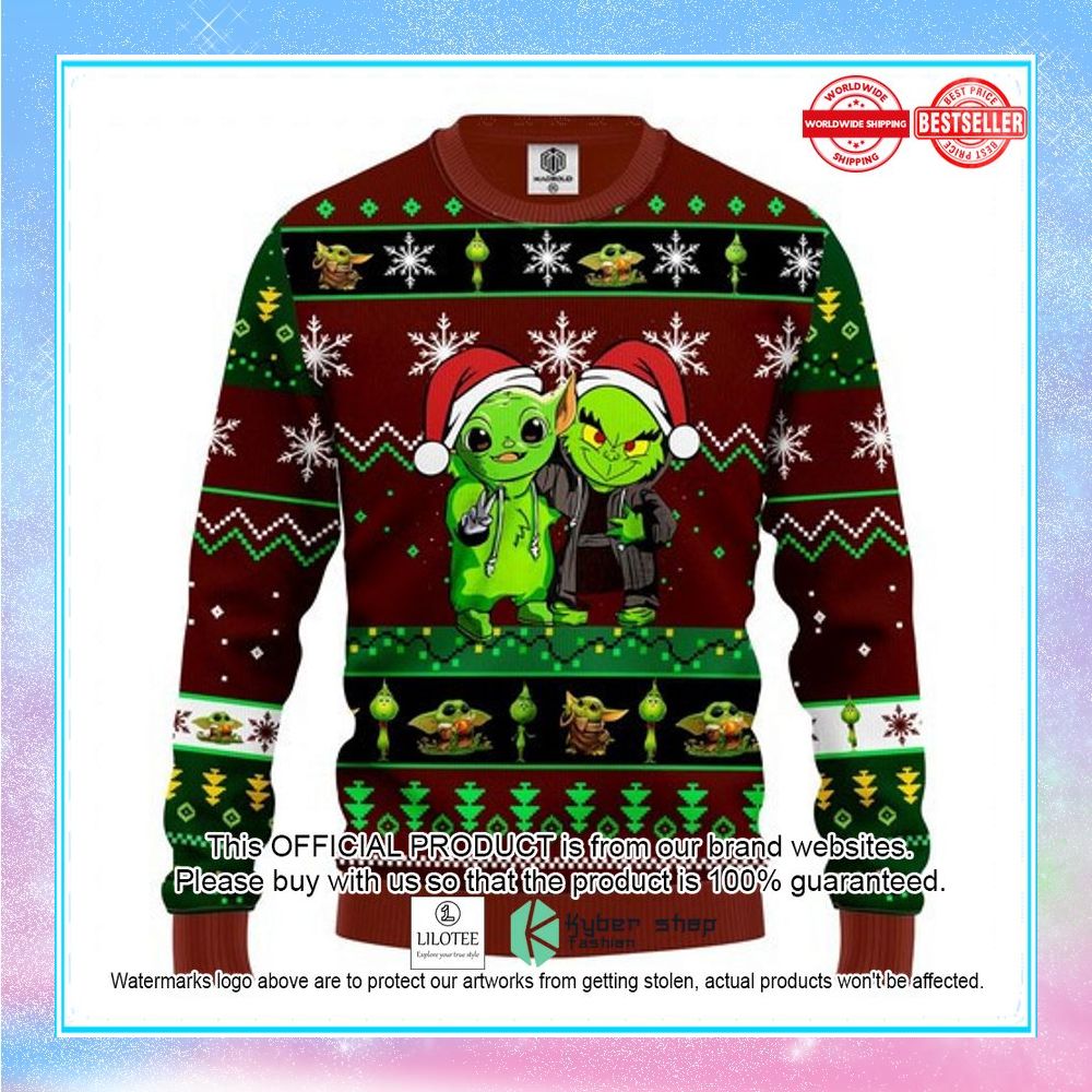 baby yoda and grinch christmas sweater 1 968