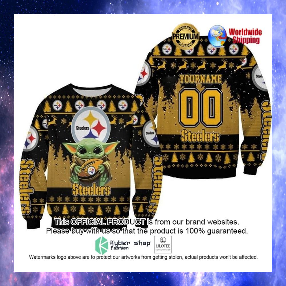 baby yoda star wars pittsburgh steelers personalized sweater 1 404