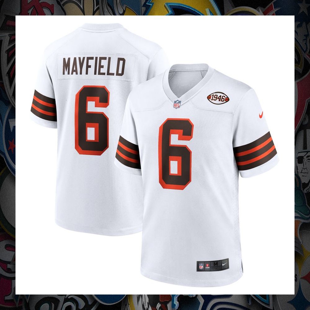 baker mayfield cleveland browns 1946 collection alternate white football jersey 1 963