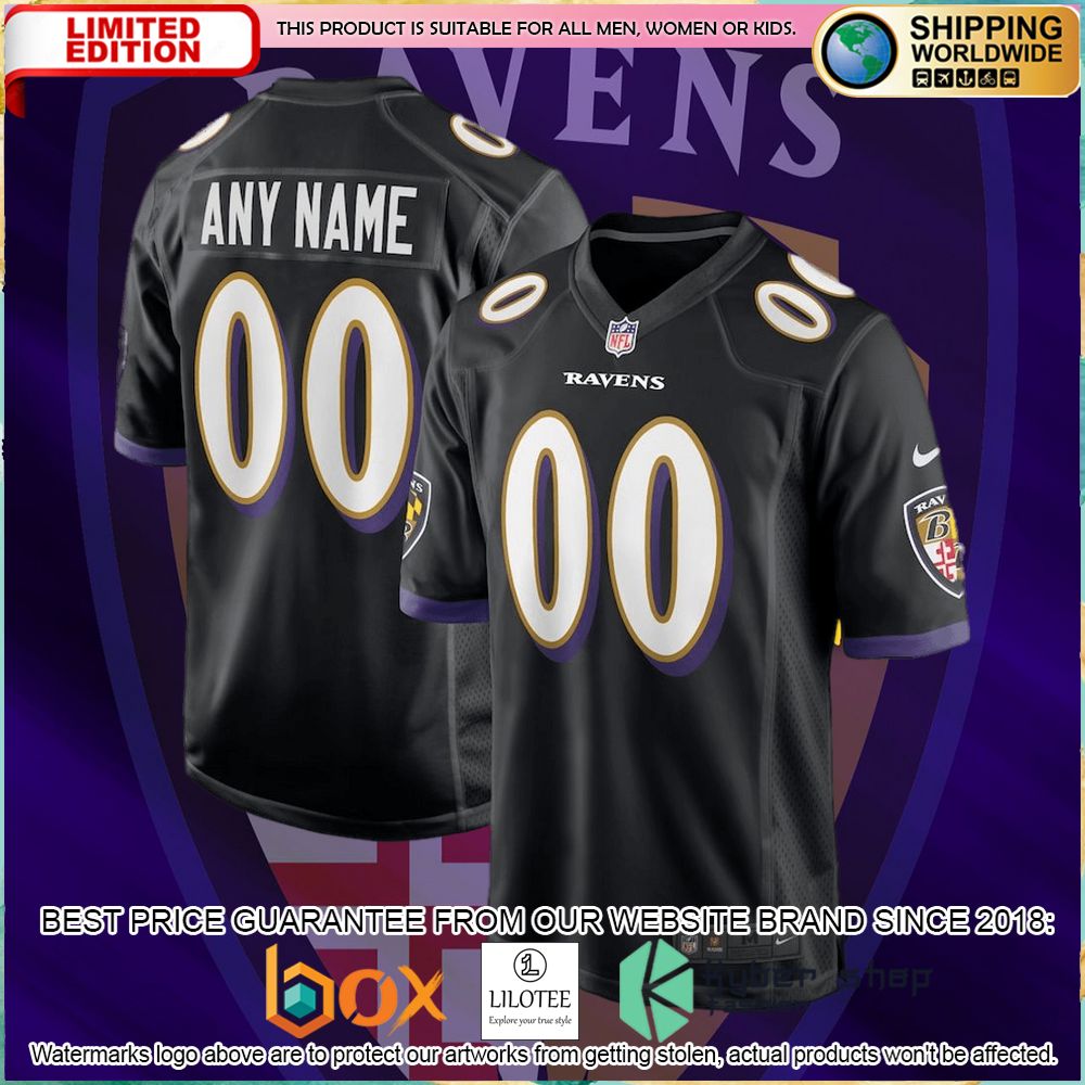 baltimore ravens nike alternate custom black football jersey 1 264