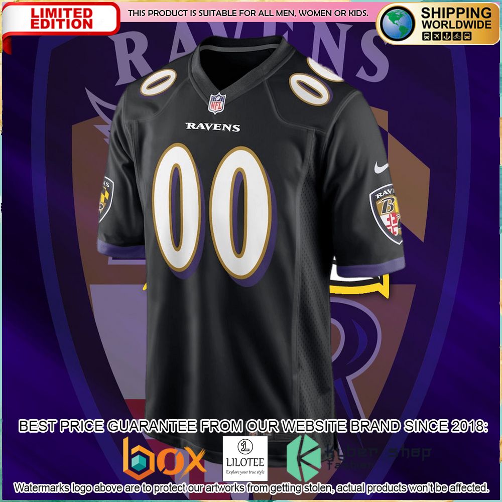 baltimore ravens nike alternate custom black football jersey 2 289